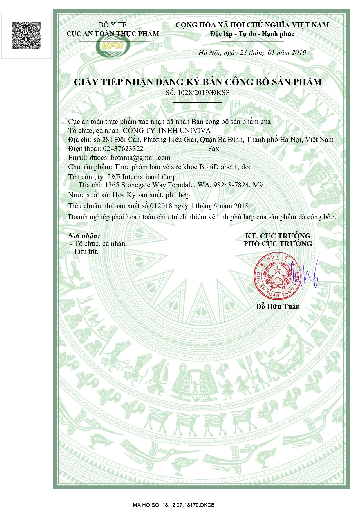 Chứng nhận BoniDiabet