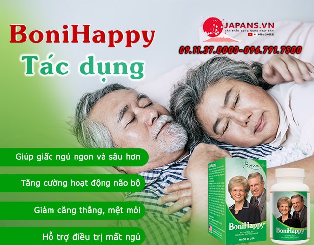 BoniHappy - Viên uống an thần bảo vệ giấc ngủ Việt 12 Tác dụng BoniHappy