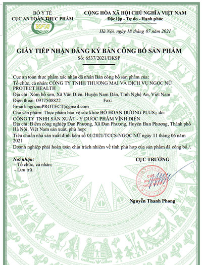 giấy công bố bổ hoàn dương plus