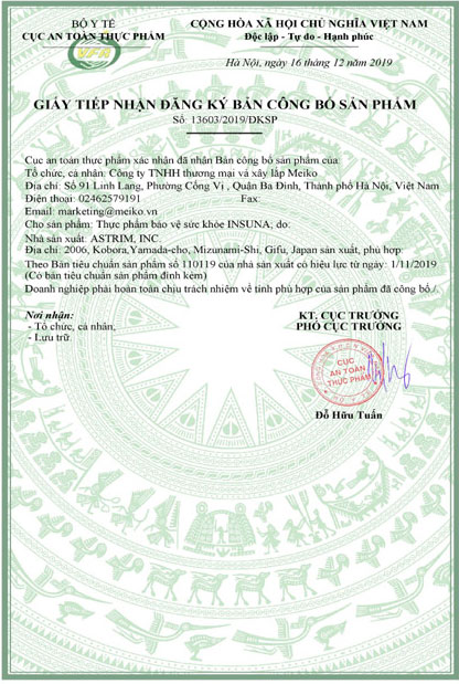giấy đăng ký insuna