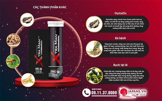 Xtraman Black - Viên sủi bồi bổ thận cường dương cho nam giới 10 thành phần xtraman black
