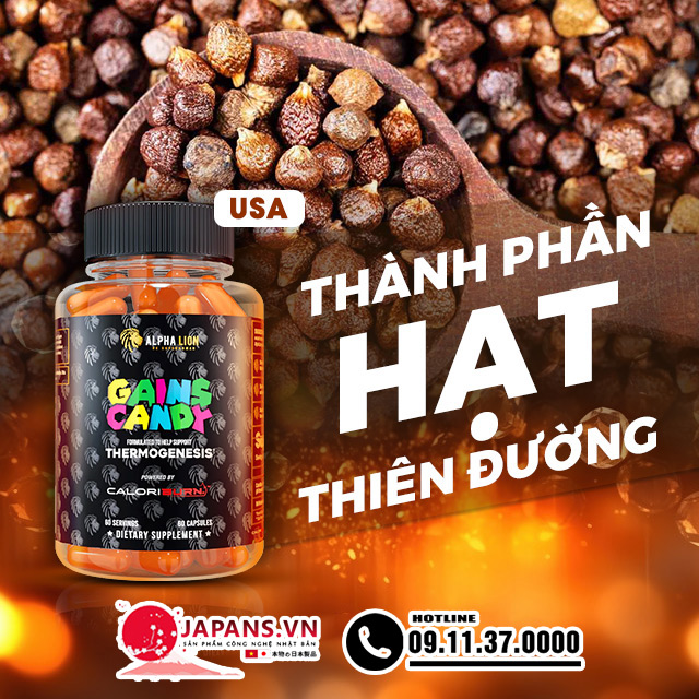 GAINS CANDY CALORIBURN Hỗ trợ đốt cháy calo giảm mỡ thừa 12 Thành phần có trong viên uống GAINS CANDY CALORIBURN