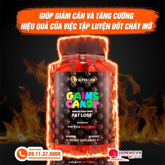 Viên giảm cân Gains Candy Fat Loss đốt cháy mỡ cơ thể, tăng hiệu xuất tập luyện 11 viên giảm cângains candy fat loss