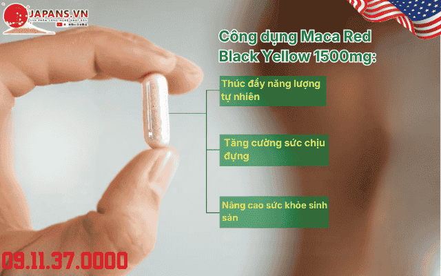 Maca Red Black Yellow 1500mg tăng cường và hỗ trợ sinh lý 15 Công dụng vượt trội của Maca Red Black Yellow 1500mg