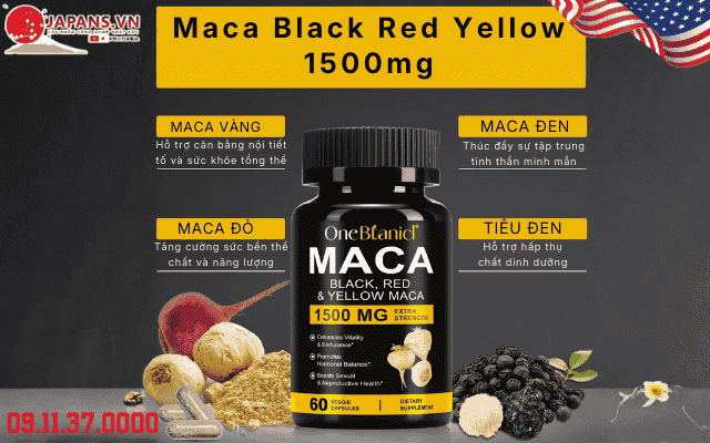 Maca Black Red Yellow 1500mg hỗ trợ tăng cường sức bền 14 Thành phần thiên nhiên trong Maca Black Red Yellow 1500mg