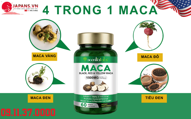 Maca Red Black Yellow 1500mg tăng cường và hỗ trợ sinh lý 14 Thành phần thiên nhiên trong Maca Red Black Yellow 1500mg